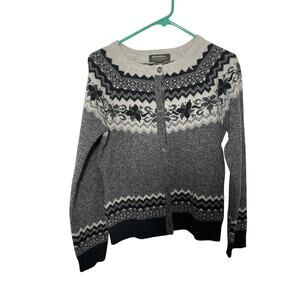 Eddie Bauer Vintage Fair Isle Fisherman Nomadic Print Lambswool Winter Cardigan